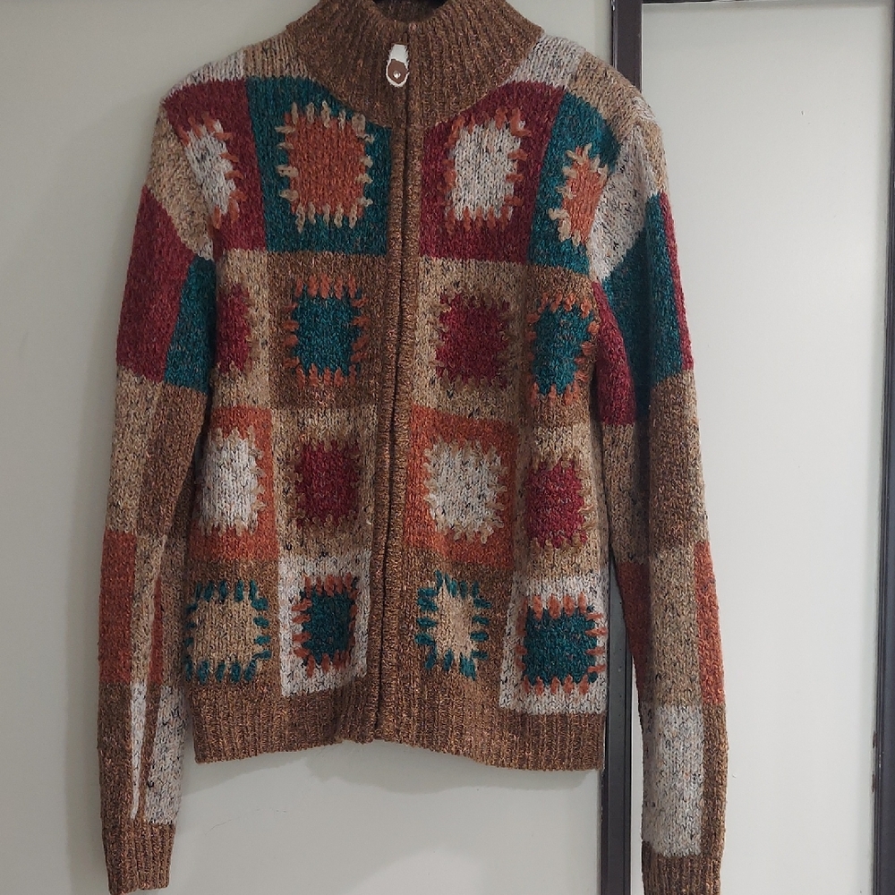VINTAGE Dress Barn Multicolor Patchwork Turtleneck Sweater